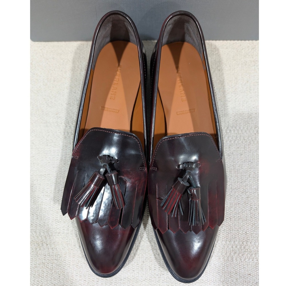 Everlane Modern Kiltie Tassel Loafers Womens Burgundy Leather Made in Italy 9.5